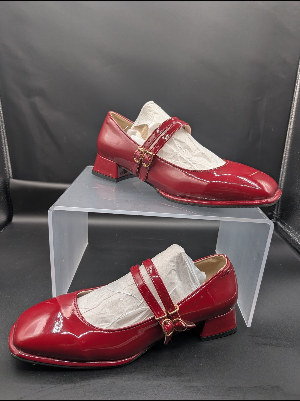 Women’s Red Patent Mary Jane Low Heel Pumps
